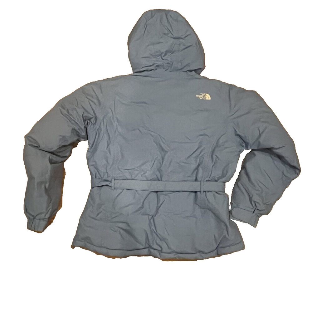 The‎ North Face Belted 550 Womens Large Jacket Coat Goose Down Puffer Blue - Picture 2 of 13